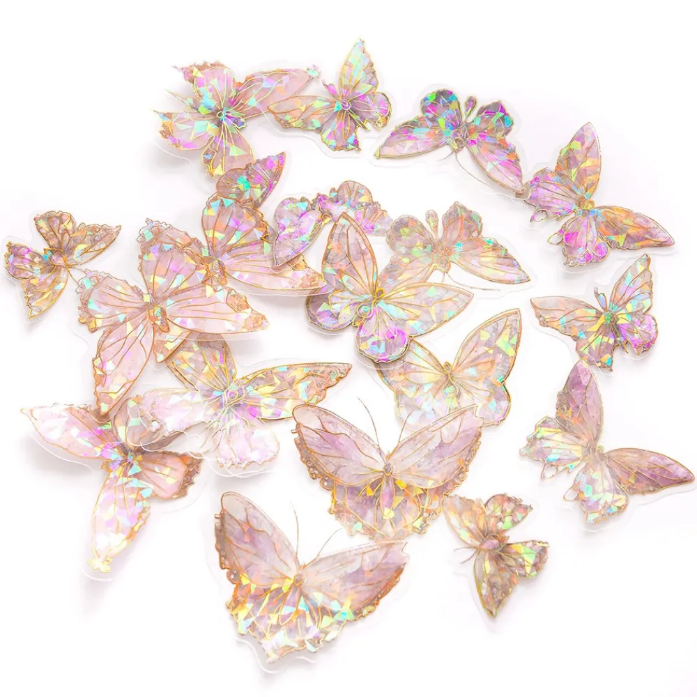 dpCraft Naklejki foliowe połyskujące Motyle - - Crystal Pink 20 szt.