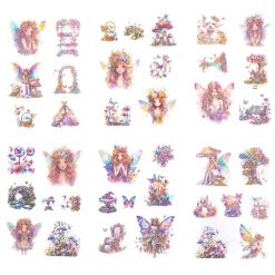 dpCraft Naklejki foliowe połyskujące Wróżki - - Pink 6 ark. > Naklejki