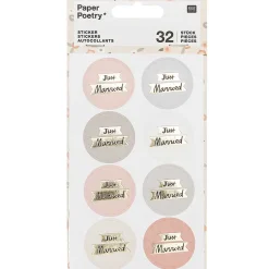 Rico Design Naklejki - Paper Poetry - Just Married, 32 szt.