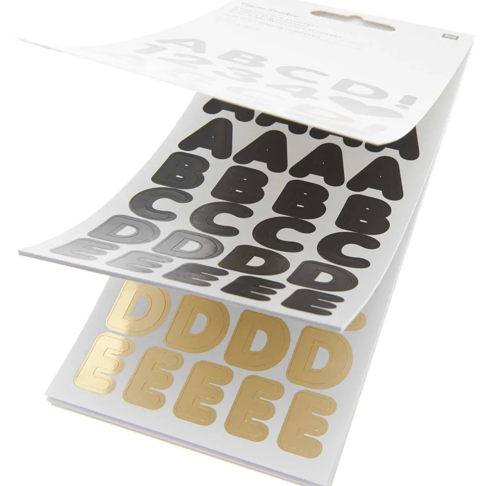 Rico Design Naklejki papierowe, Alfabet - Paper Poetry - Black & Gold, 16 arkuszy