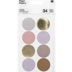 Rico Design Naklejki papierowe Dots & Stripes - Paper Poetry - Mauve 34 szt.