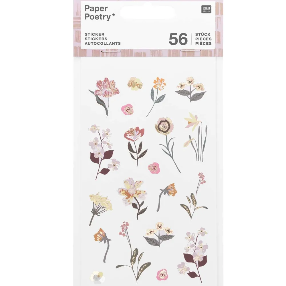 Rico Design Naklejki papierowe Nature - Paper Poetry - Mauve 56 szt.