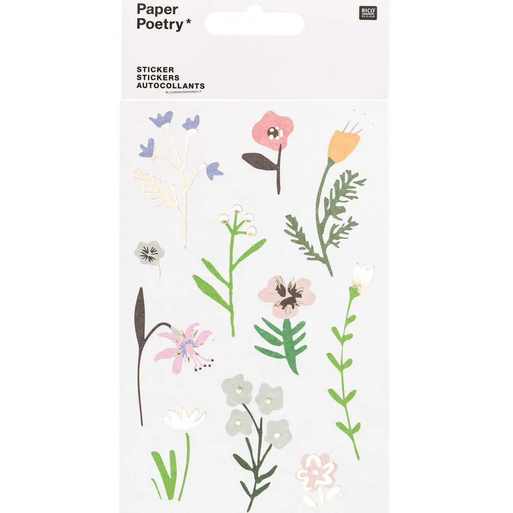 Rico Design Naklejki papierowe - Paper Poetry - wiosenne kwiaty, 58 szt.