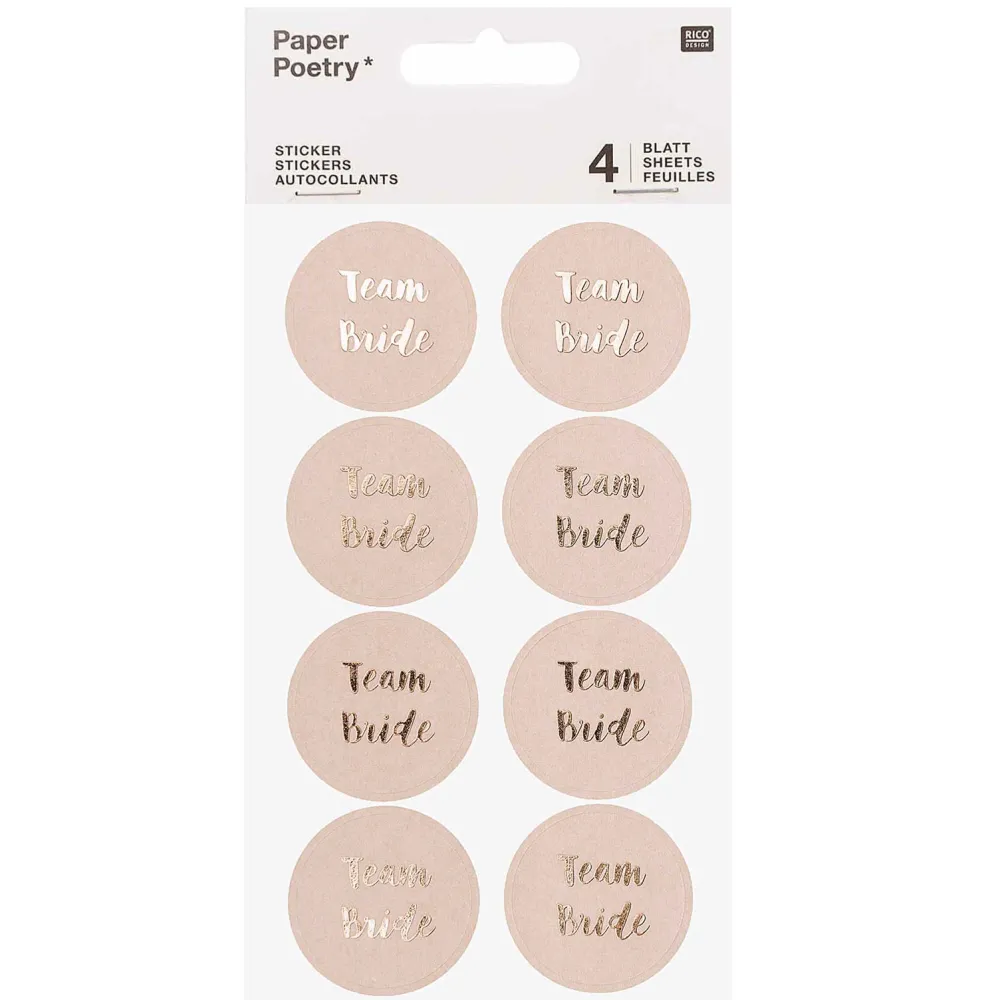 Rico Design Naklejki Team Bride - Paper Poetry - różowe, 32 szt. > Naklejki