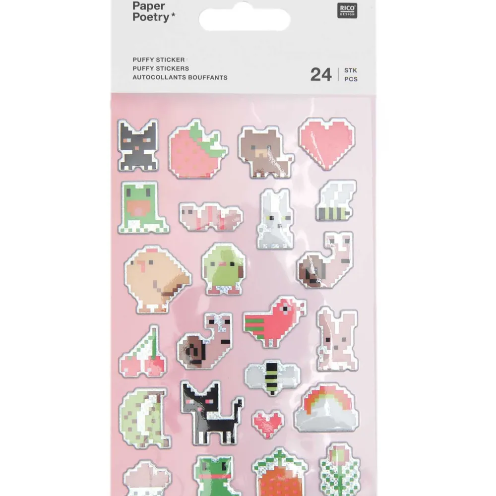 Rico Design Naklejki wypukłe Puffy Futschikato - Paper Poetry - Pixels, 24 szt. > Naklejki