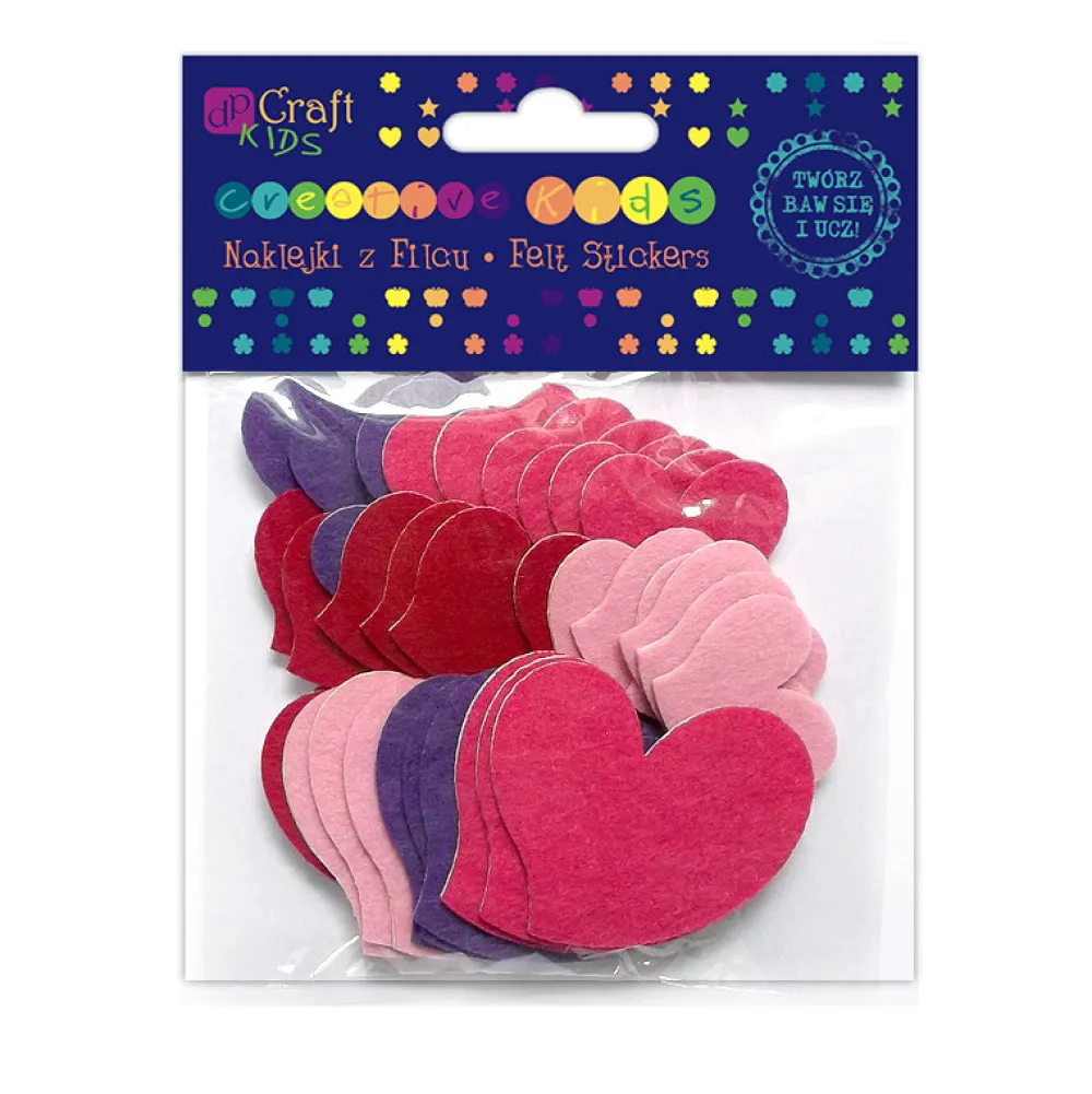 dpCraft Naklejki z filcu - - Serca, 36 szt.