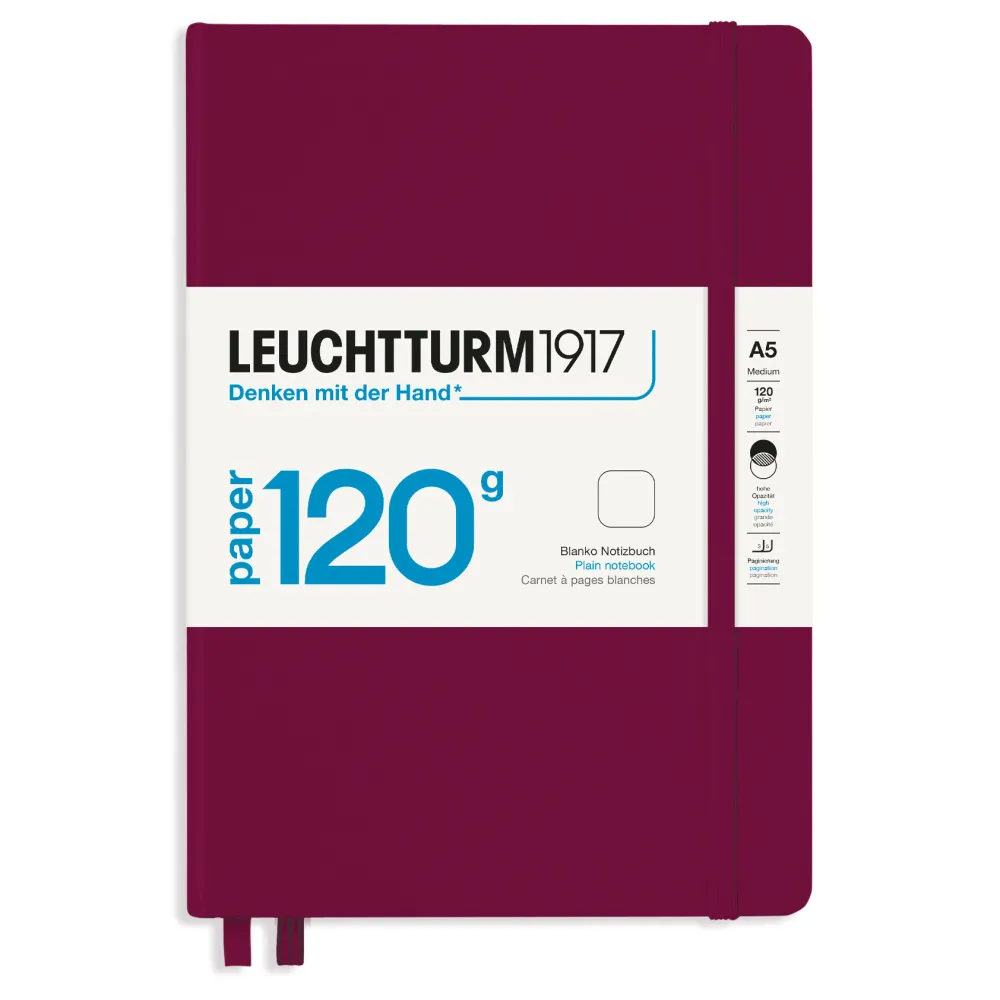 Leuchtturm1917 Notatnik A5 - - gładki, Port Red, twarda okładka, 120 g
