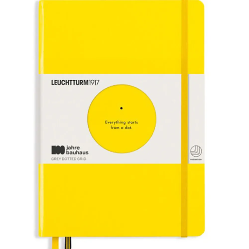 Leuchtturm1917 Notatnik Bauhaus - - Lemon, w kropki, twarda okładka, A5 > Notatniki W Kropki