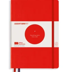 Leuchtturm1917 Notatnik Bauhaus - - Red, w kropki, twarda okładka, A5