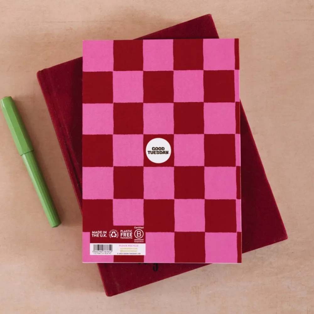 Good Tuesday Notatnik Burgundy Check A5 - - miękka okładka 90 g
