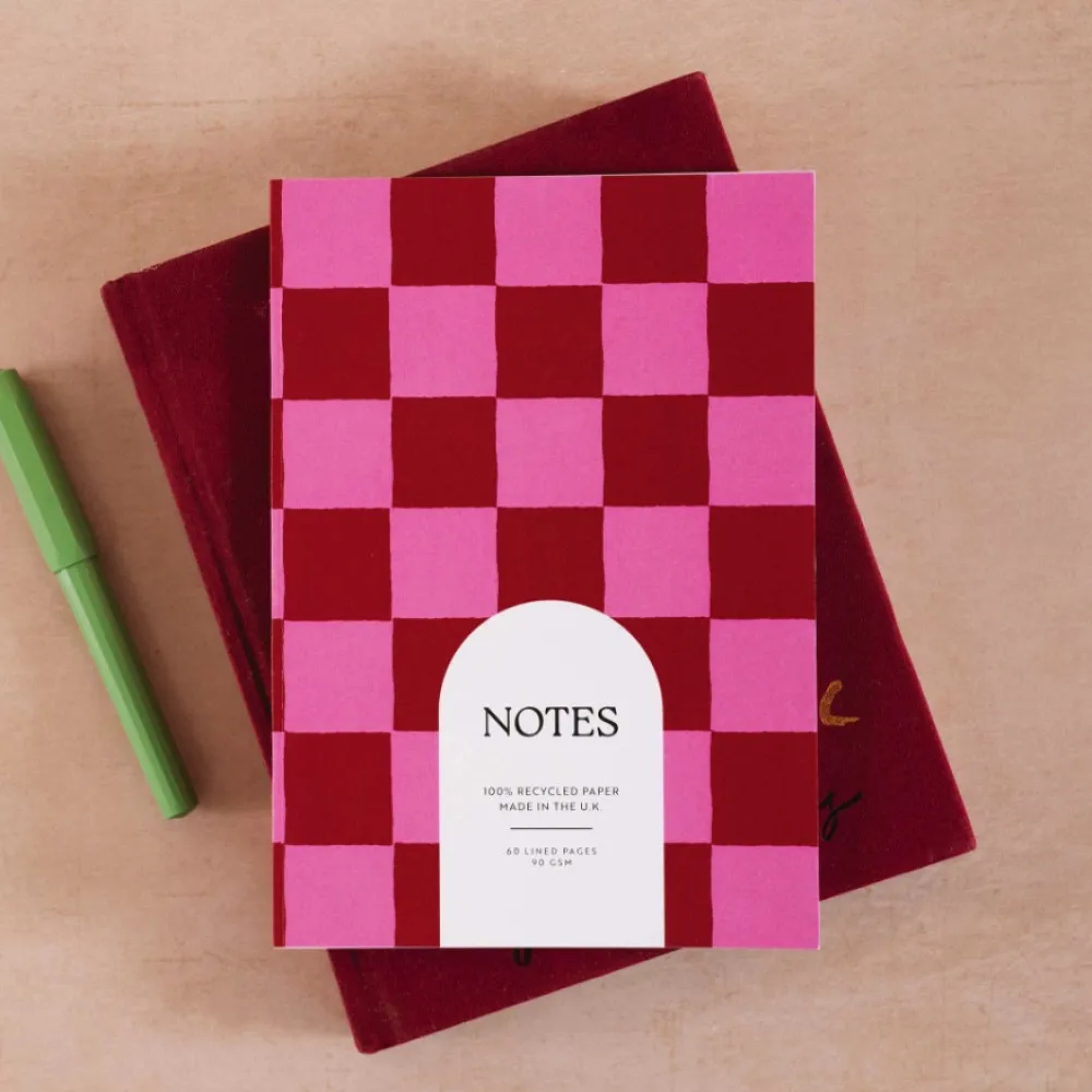 Good Tuesday Notatnik Burgundy Check A5 - - miękka okładka 90 g