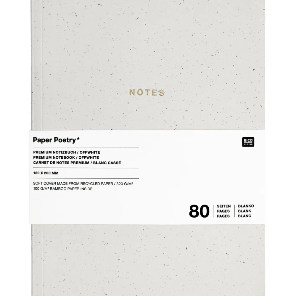 Rico Design Notatnik gładki 15 x 20 cm - Paper Poetry - Off White miękka okładka 100 g