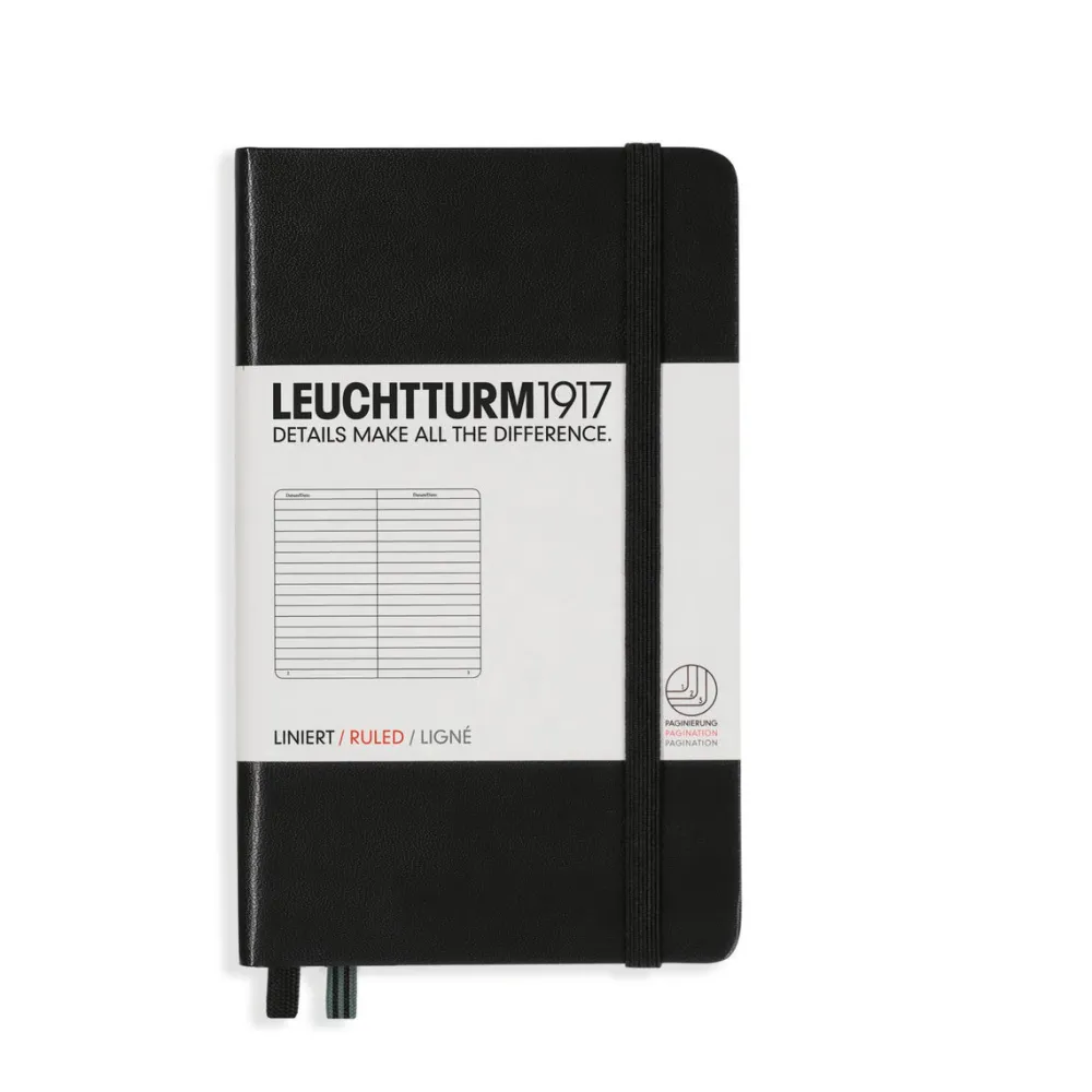 Leuchtturm1917 Notatnik - - w linie, czarny, twarda okładka, A6 > Notatniki W Linie