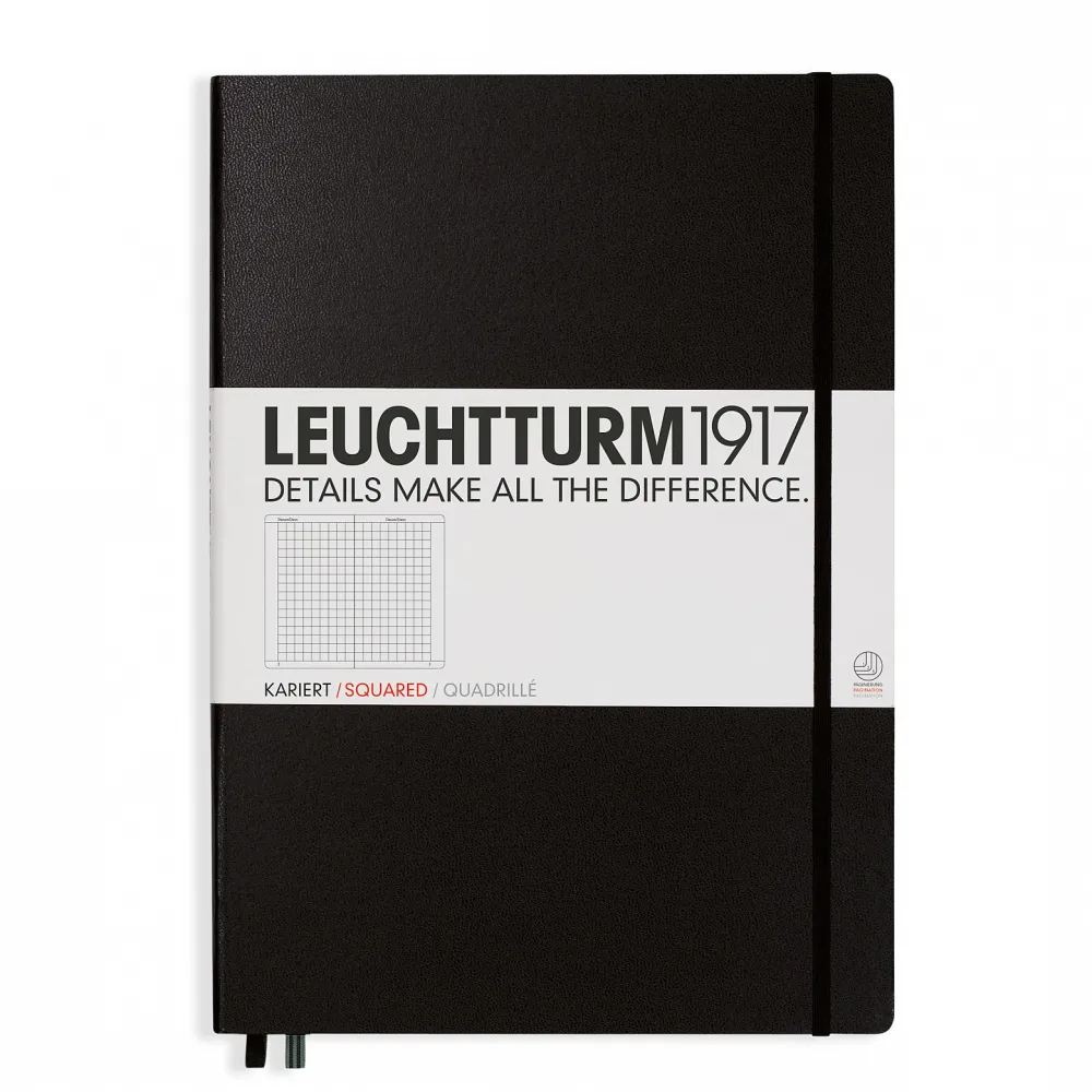 Leuchtturm1917 Notatnik Master Classic - - w kratkę, czarny, A4+