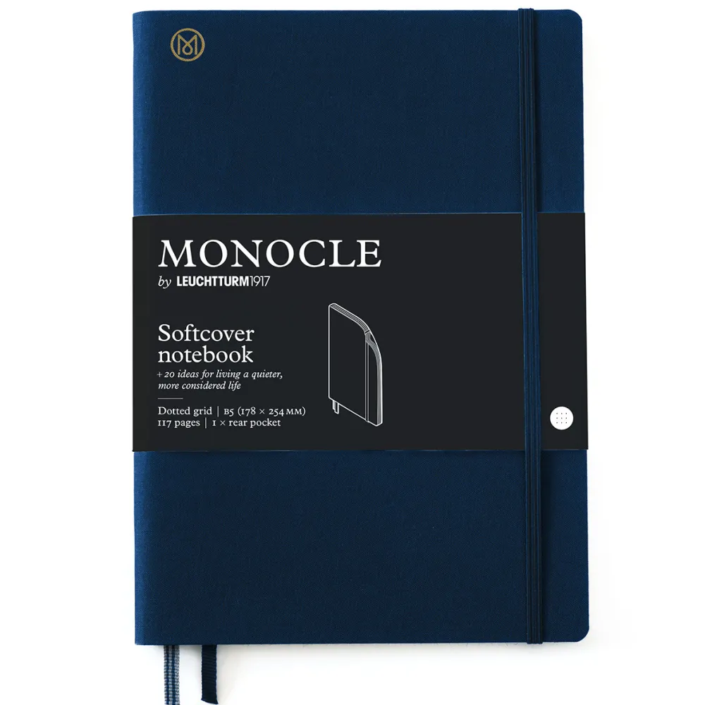 Leuchtturm1917 Notatnik Monocle B5 - - w kropki, miękka okładka, Navy, 80 g