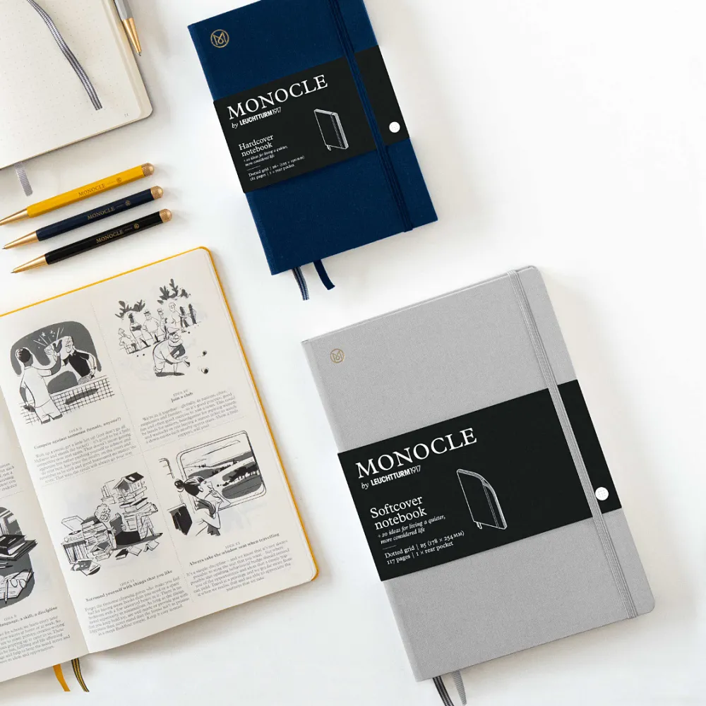 Leuchtturm1917 Notatnik Monocle B5 - - w kropki, miękka okładka, Navy, 80 g