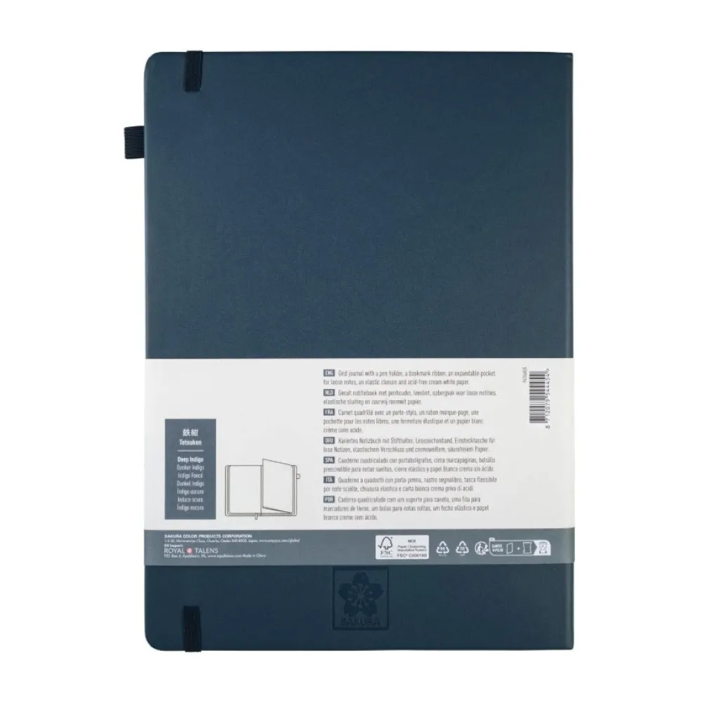 Sakura Notatnik w kratkę A4 - - Deep Indigo, twarda okładka, 140 g/m2 > Notatniki W Kratkę