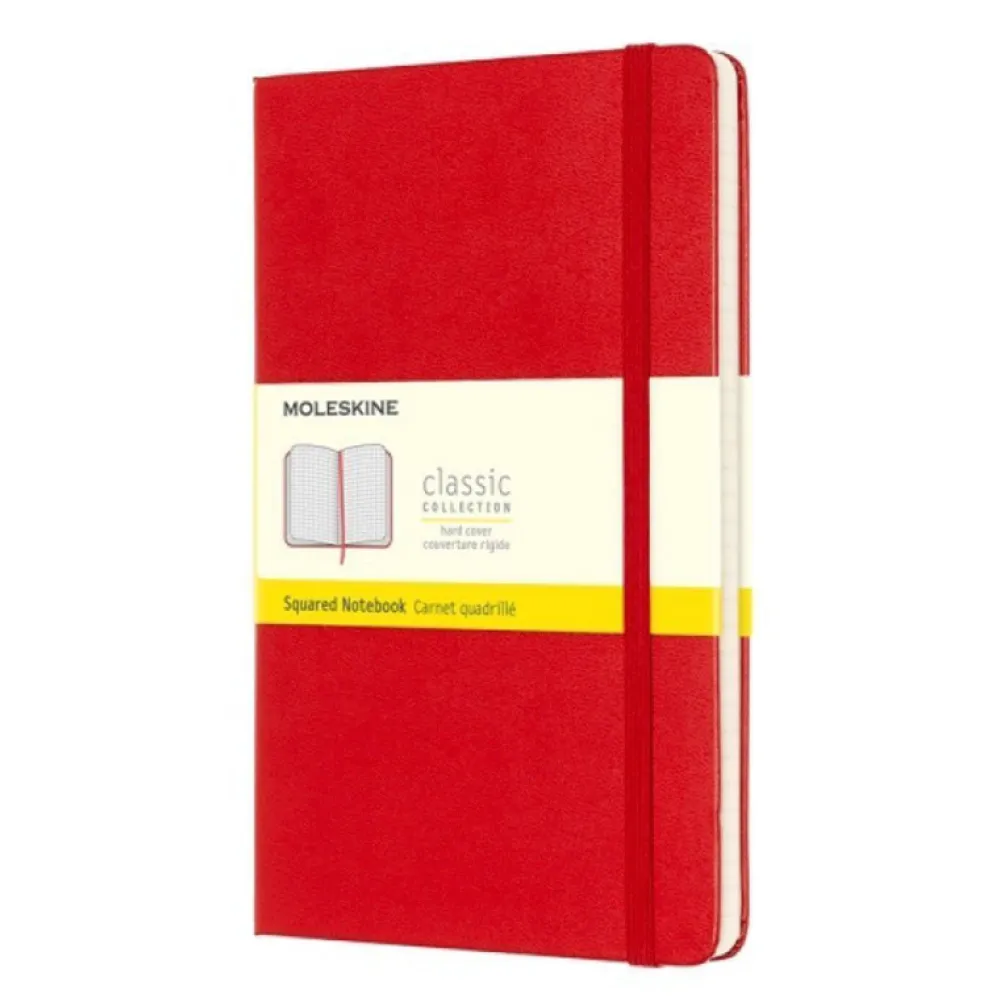 Moleskine Notatnik w kratkę Classic 13 x 21 cm - - czerwony twarda okładka