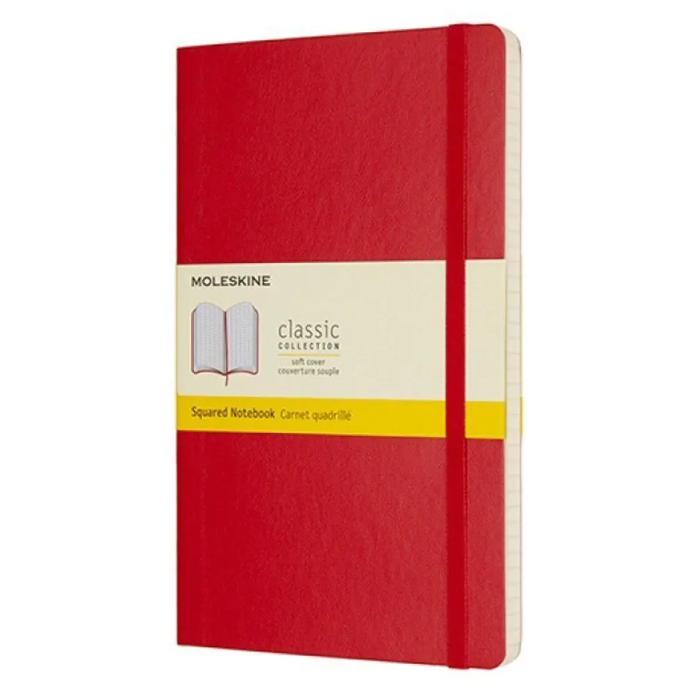 Moleskine Notatnik w kratkę Classic 13 x 21 cm - - czerwony miękka okładka