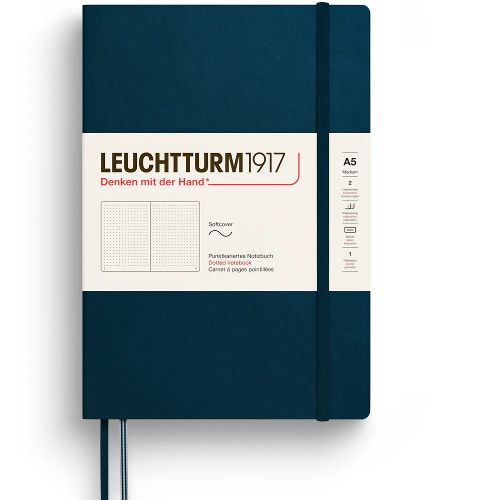 Leuchtturm1917 Notatnik w kropki A5 - - Deep Sea, miękka okładka > Notatniki W Kropki