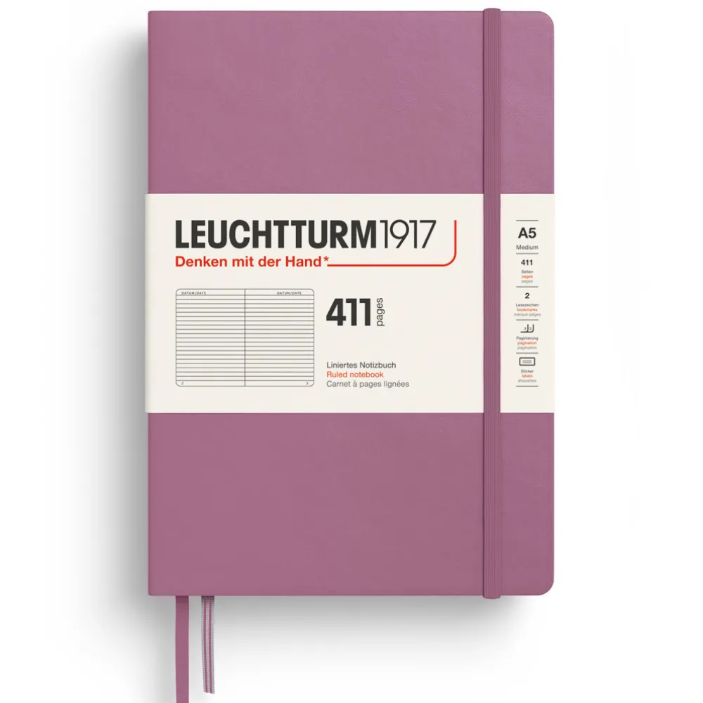 Leuchtturm1917 Notatnik w linie 411 A5 - - Dusty Rose twarda okładka > Notatniki W Linie