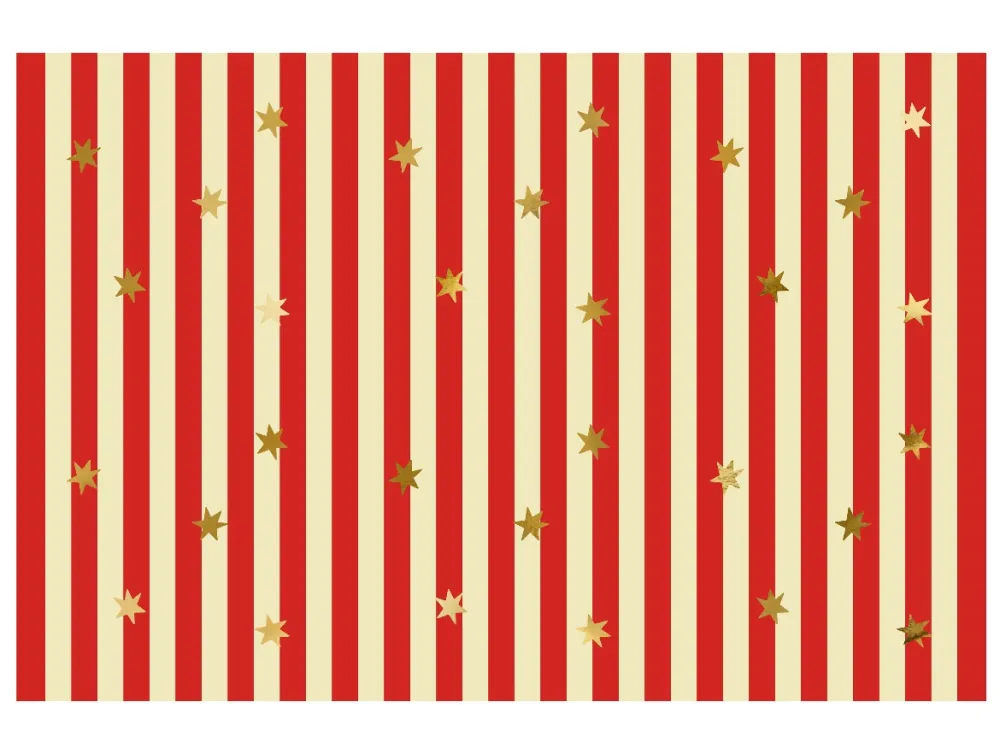 Obrus papierowy Duże pasy z gwiazdkami - czerwony, 180 x 120 cm