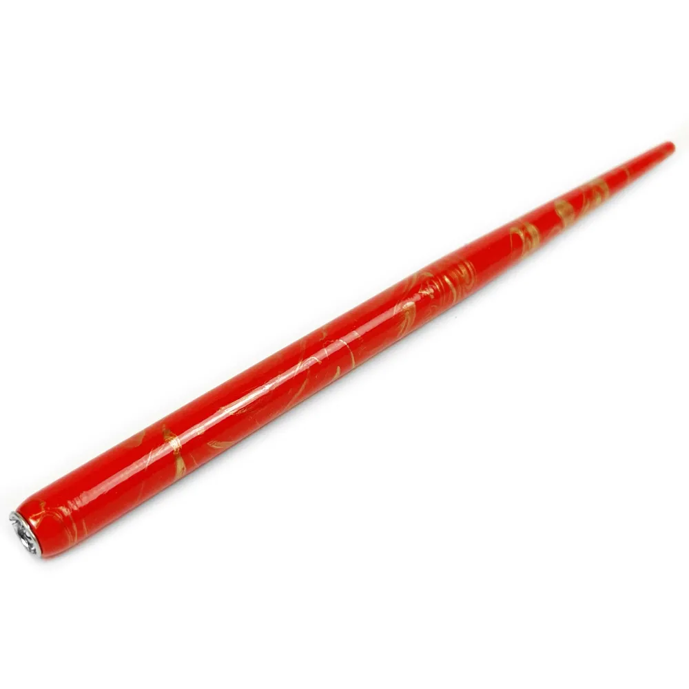 DEML Holzerzeugnisse Obsadka drewniana do kaligrafii - Deml - prosta, czerwono-złota, 17 cm