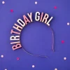 PartyDeco Opaska na głowę Birthday Girl - różowa