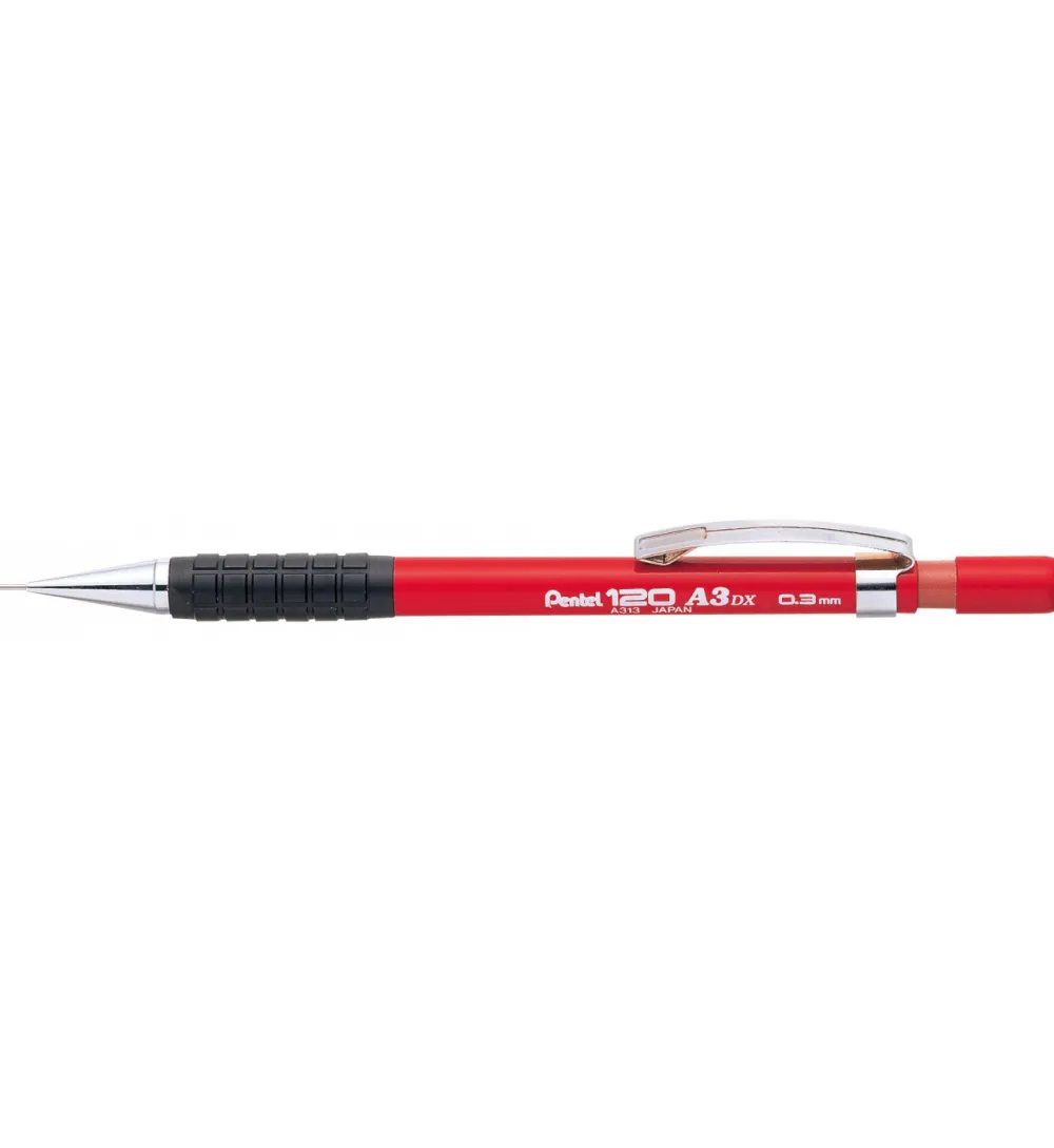 Pentel Ołówek automatyczny 120 A3 DX - - czerwony, 0,3 mm
