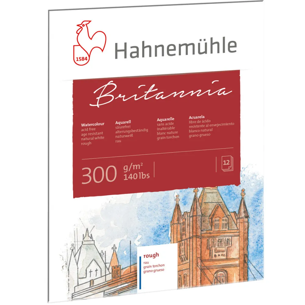 Hahnemuhle Papier do akwareli Britannia - Hahnemühle - rough, 50 x 65 cm, 300 g, 12 ark.
