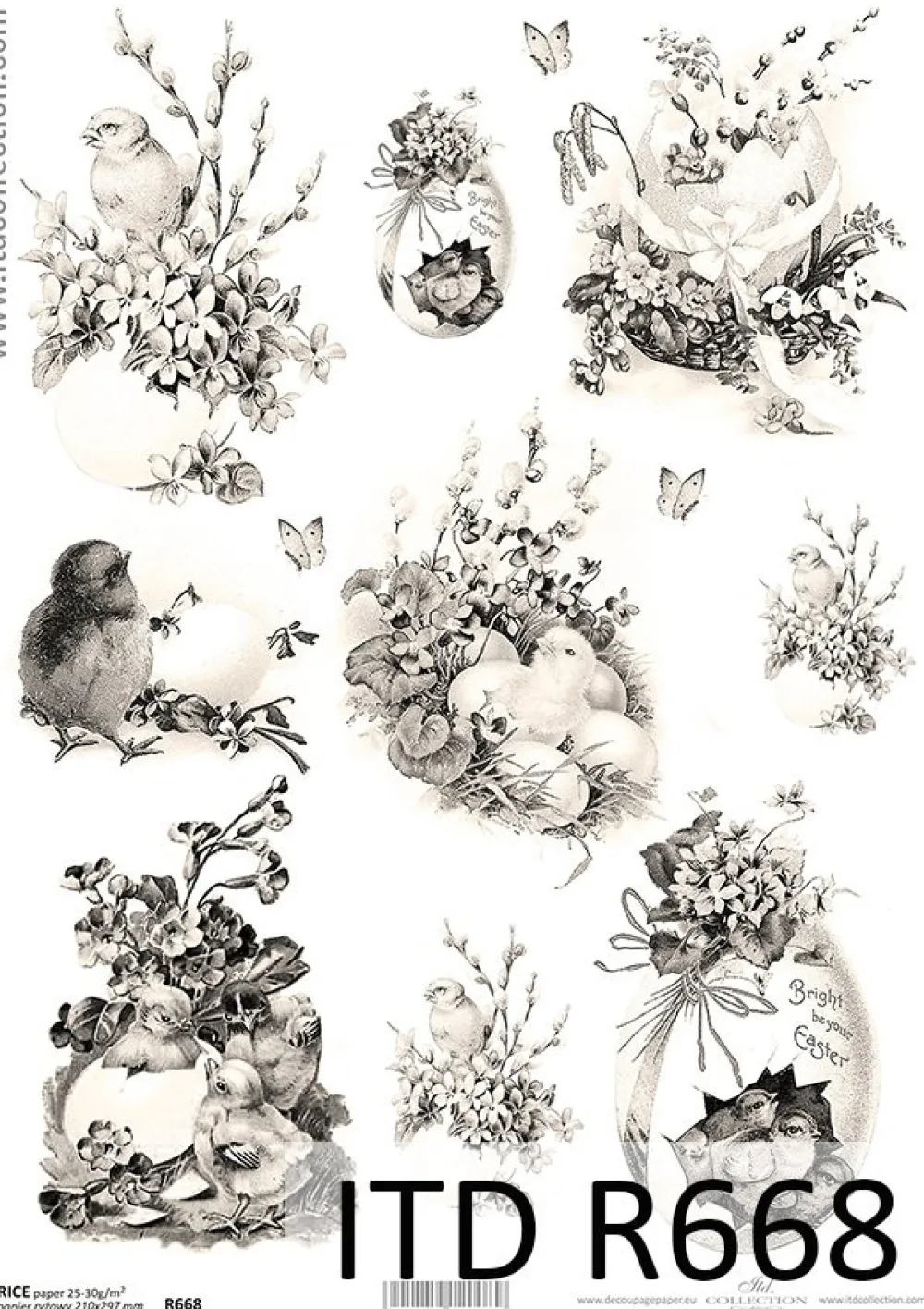ITD Collection Papier do decoupage A4 - - ryżowy, R668