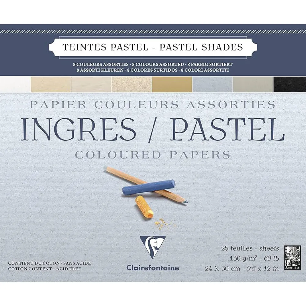 Clairefontaine Papier do pasteli suchych Ingres 24 x 30 cm - - 130 g 25 ark. > Papier Do Pasteli