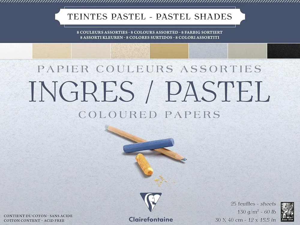 Clairefontaine Papier do pasteli suchych Ingres 30 x 40 cm - - 130 g 25 ark.