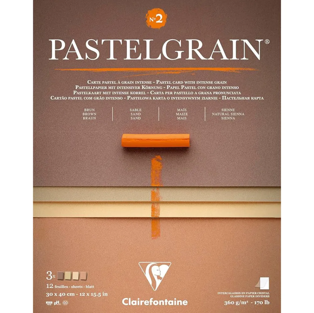Clairefontaine Papier do pasteli suchych PastelGrain No.2 - - 30 x 40 cm 360 g 12 ark. > Papier Do Pasteli