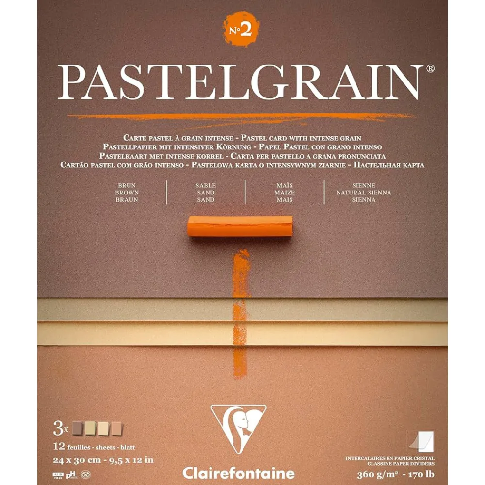 Clairefontaine Papier do pasteli suchych PastelGrain No.2 - - 18 x 24 cm 360 g 12 ark. > Papier Do Pasteli