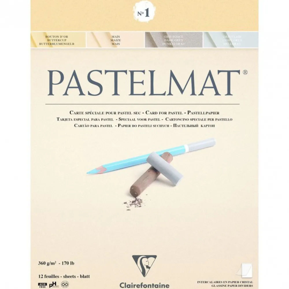 Clairefontaine Papier do pasteli suchych Pastelmat - - nr 1, 24 x 30 cm, 360g, 12 ark. > Papier Do Pasteli