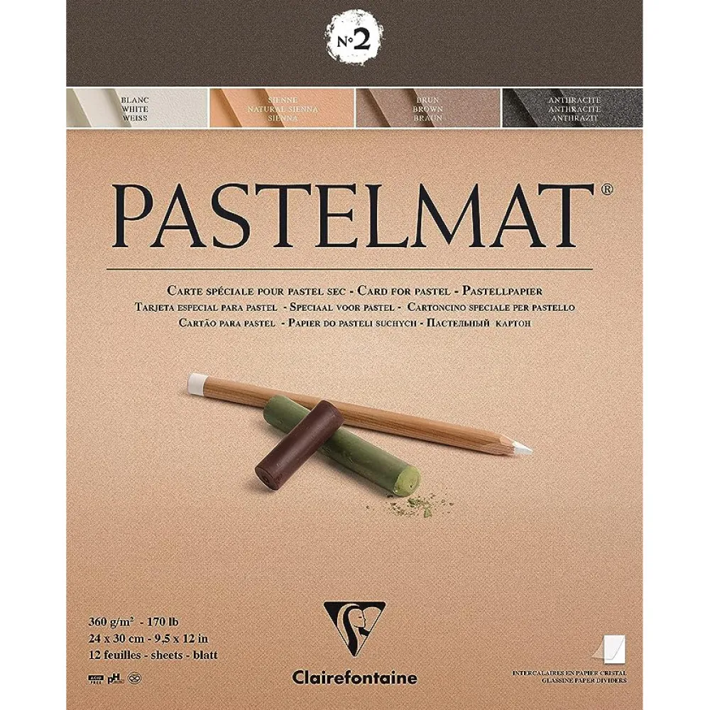 Clairefontaine Papier do pasteli suchych Pastelmat - - nr 2, 24 x 30 cm, 360g, 12 ark. > Papier Do Pasteli
