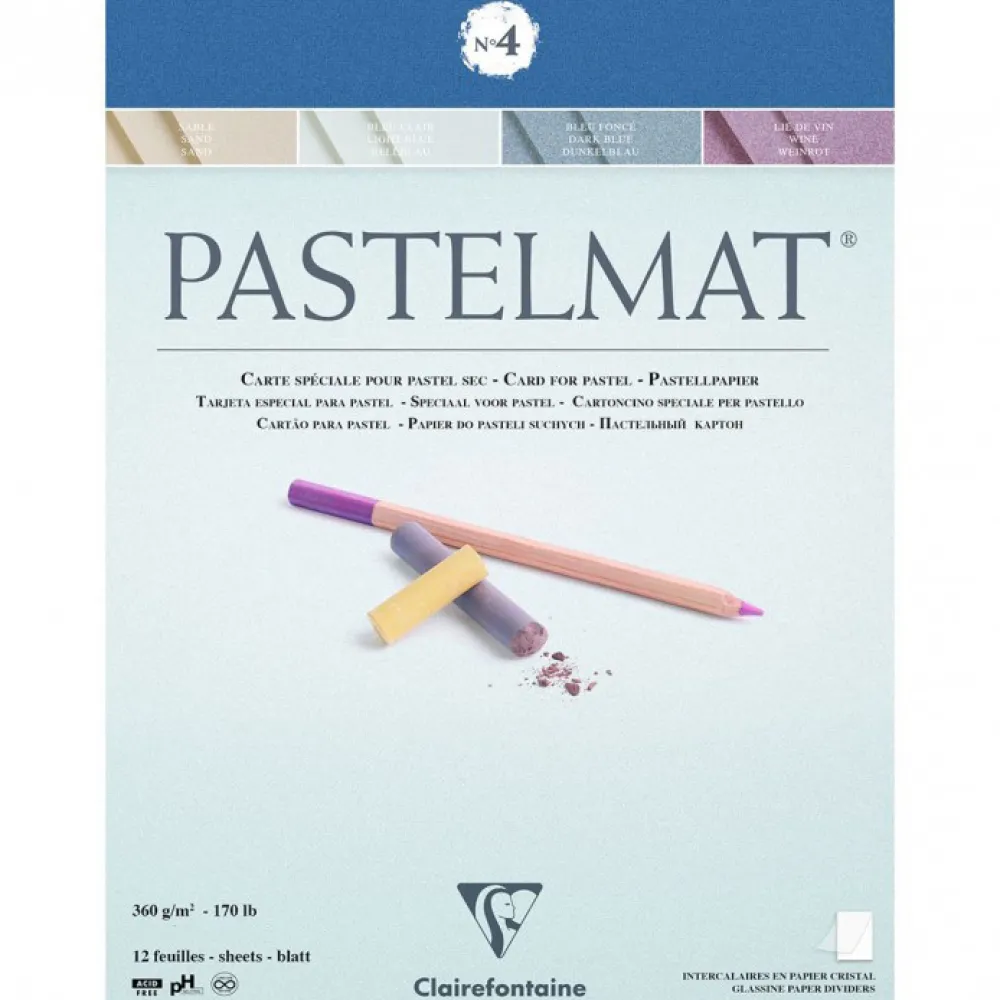 Clairefontaine Papier do pasteli suchych Pastelmat - - nr 4, 24 x 30 cm, 360g, 12 ark.