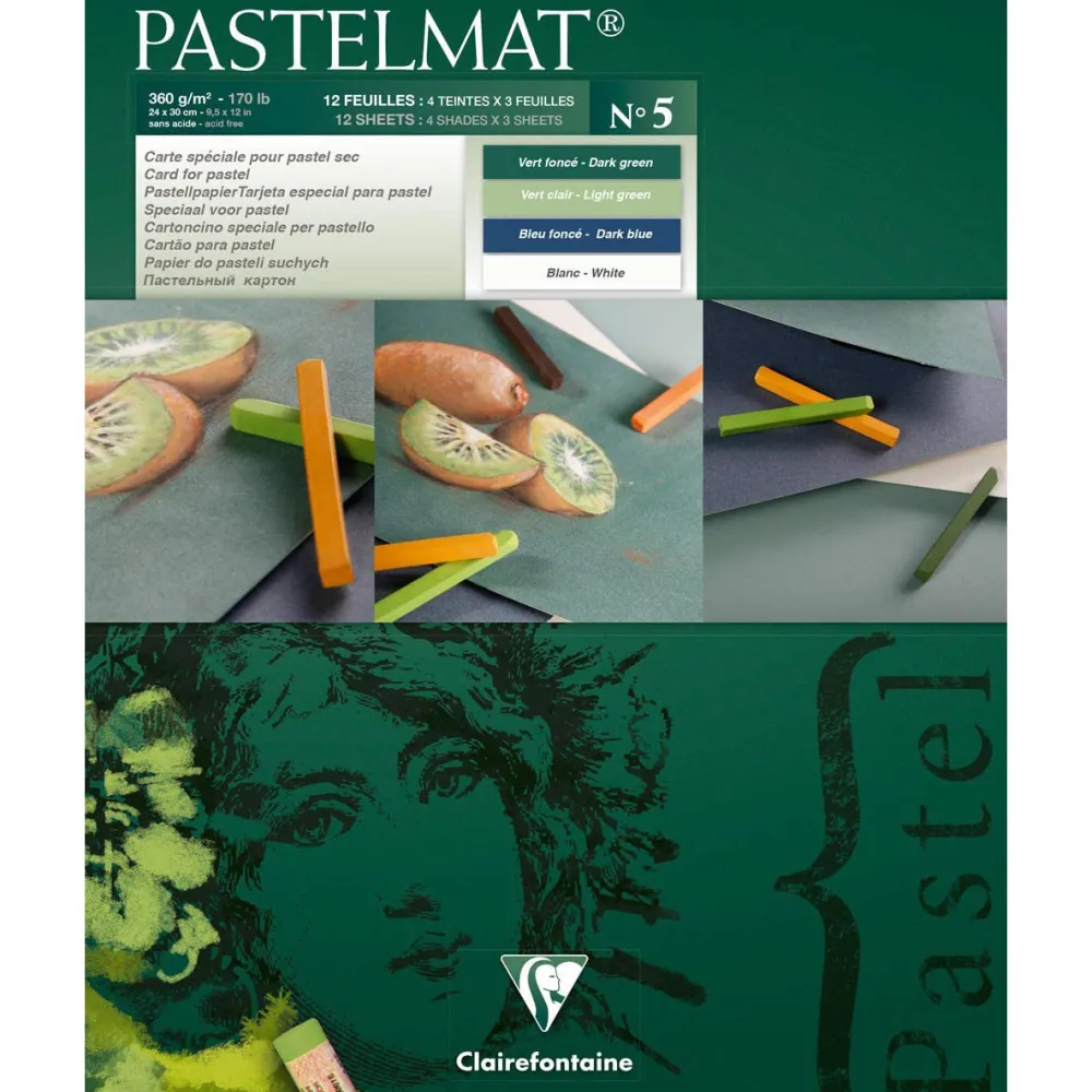 Clairefontaine Papier do pasteli suchych Pastelmat - - nr 5, 18 x 24 cm, 300g, 12 ark. > Papier Do Pasteli
