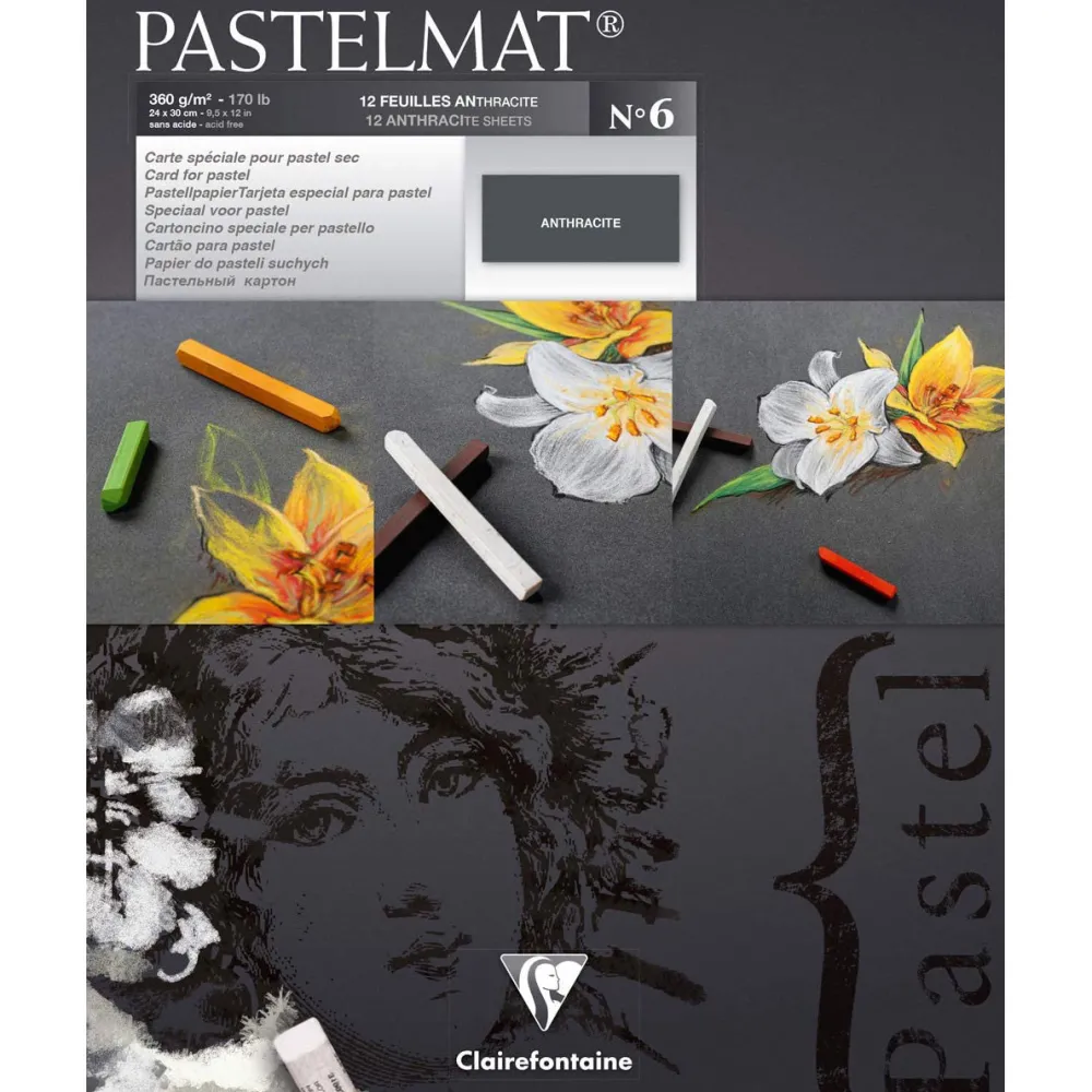 Clairefontaine Papier do pasteli suchych Pastelmat - - nr 6, 24 x 30 cm, 300g, 12 ark.