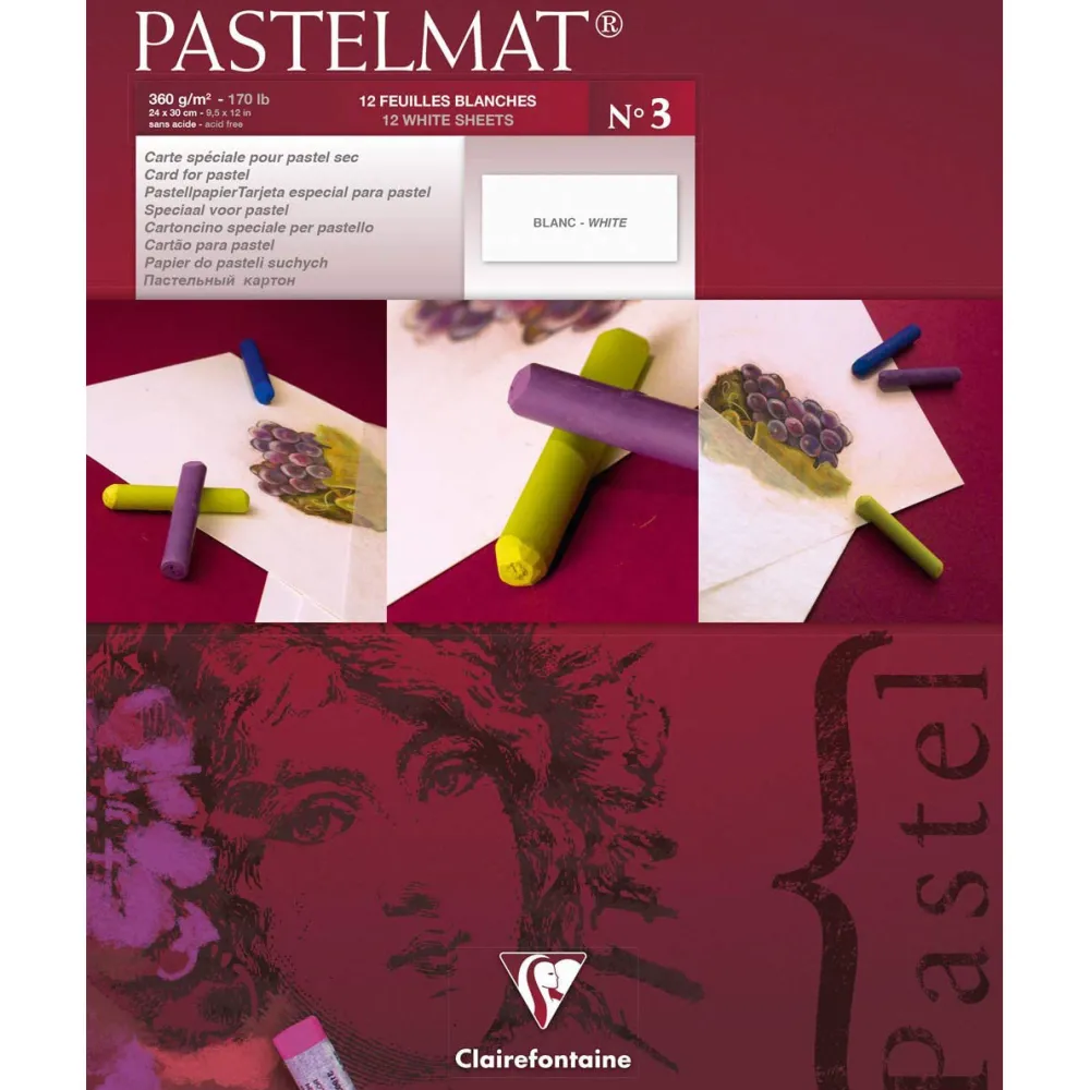 Clairefontaine Papier do pasteli suchych Pastelmat - - nr 3, 18 x 24 cm, 300g, 12 ark. > Papier Do Pasteli