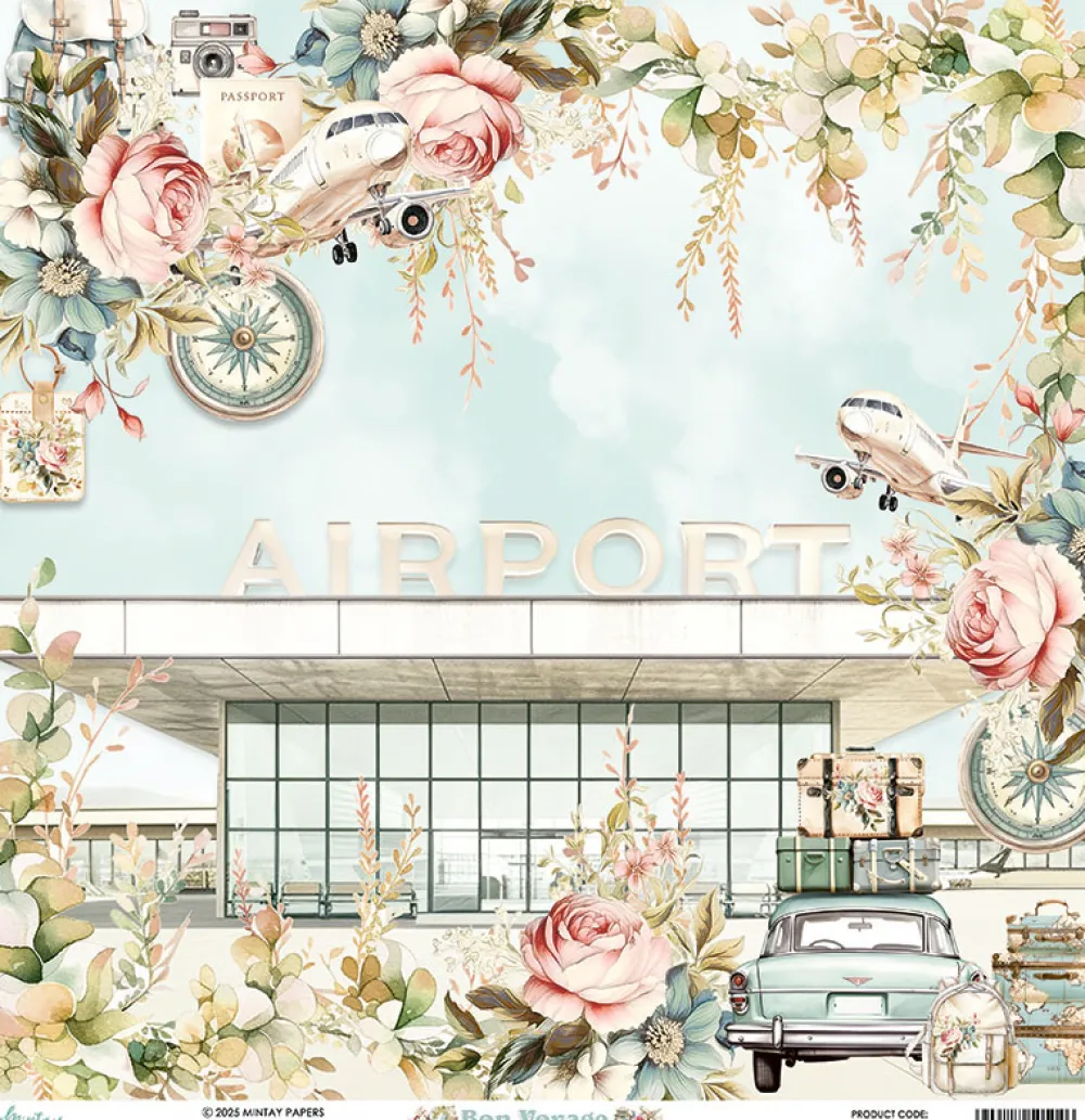 Mintay by Karola Papier do scrapbookingu 30,5 x 30,5 cm - Mintay - Bon Voyage 04 > Papiery Do Scrapbookingu