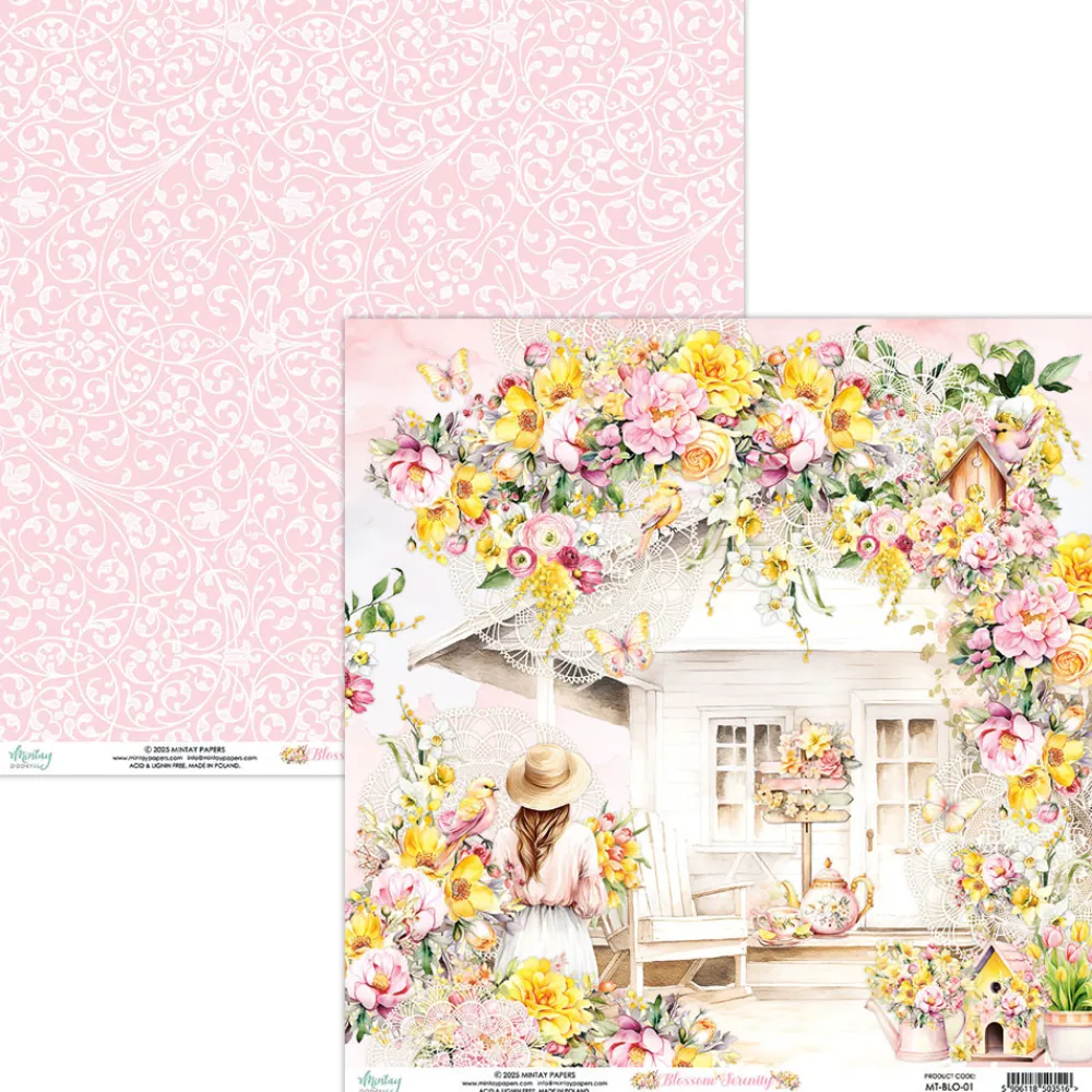 Mintay by Karola Papier do scrapbookingu 30,5 x 30,5 cm - Mintay - Blossom Serenity 01 > Papiery Do Scrapbookingu