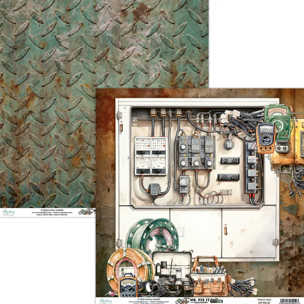 Mintay by Karola Papier do scrapbookingu 30,5 x 30,5 cm - Mintay - Mr. Fix It 01 > Papiery Do Scrapbookingu