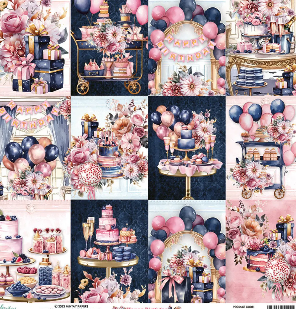 Mintay by Karola Papier do scrapbookingu 30,5 x 30,5 cm - Mintay - Happy Birthday 06 > Papiery Do Scrapbookingu