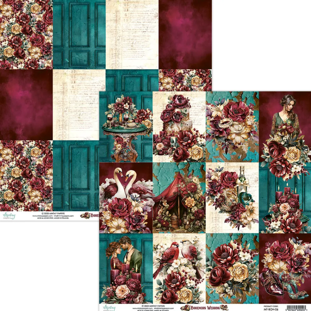 Mintay by Karola Papier do scrapbookingu 30,5 x 30,5 cm - Mintay - Bohemian Wedding 02 > Papiery Do Scrapbookingu