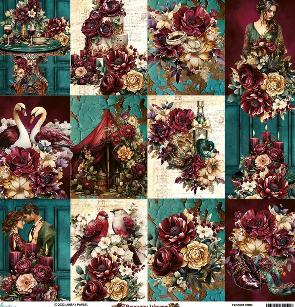 Mintay by Karola Papier do scrapbookingu 30,5 x 30,5 cm - Mintay - Bohemian Wedding 02 > Papiery Do Scrapbookingu