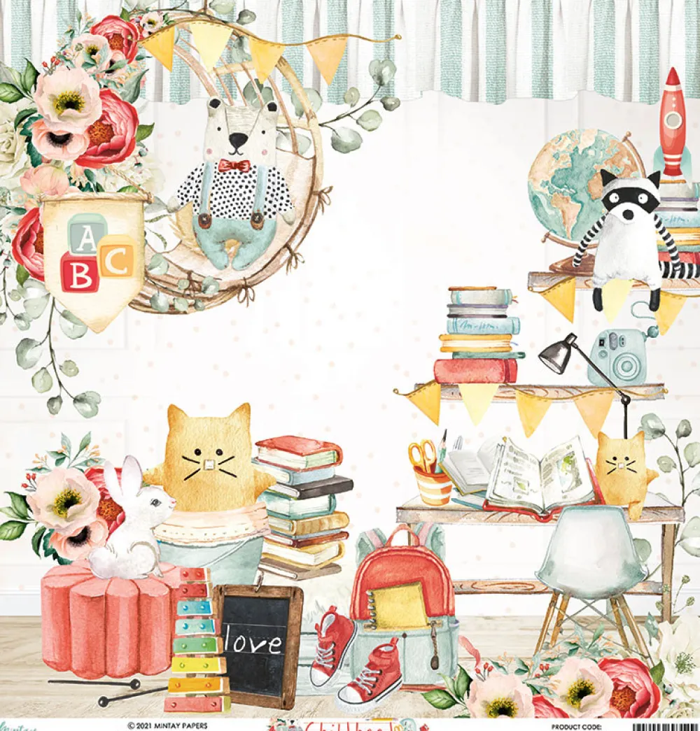 Mintay by Karola Papier do scrapbookingu 30 x 30 cm - Mintay - Childhood 01 > Papiery Do Scrapbookingu