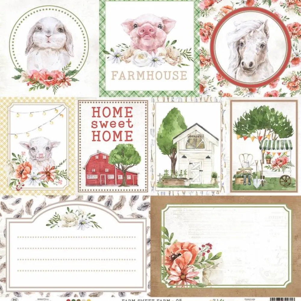 Piatek Trzynastego Papier do scrapbookingu 30,5 x 30,5 cm - Piątek Trzynastego - Farm Sweet Farm 05
