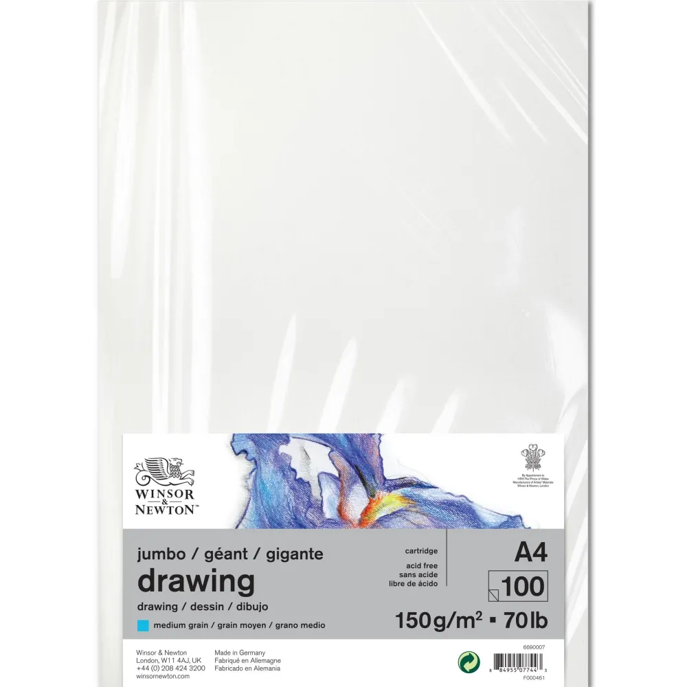 Winsor & Newton Papier kreślarski Drawing Jumbo - - medium, A4, 150g, 100 ark. > Bloki Rysunkowe
